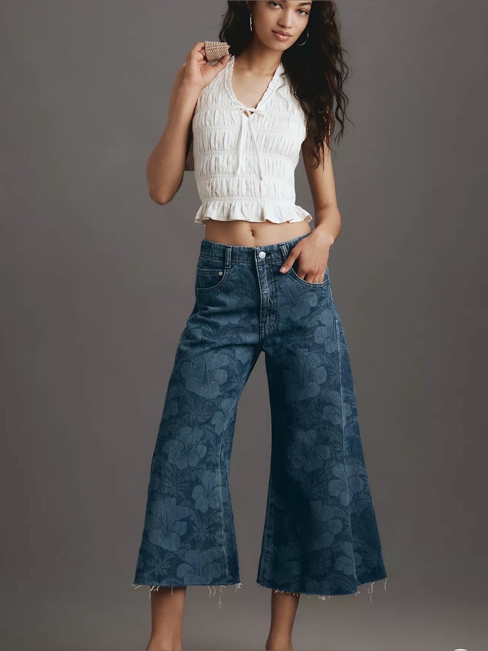 Pilcro Adi Crop Hibiscus Mid-Rise Jeans Sz 30 NWOT